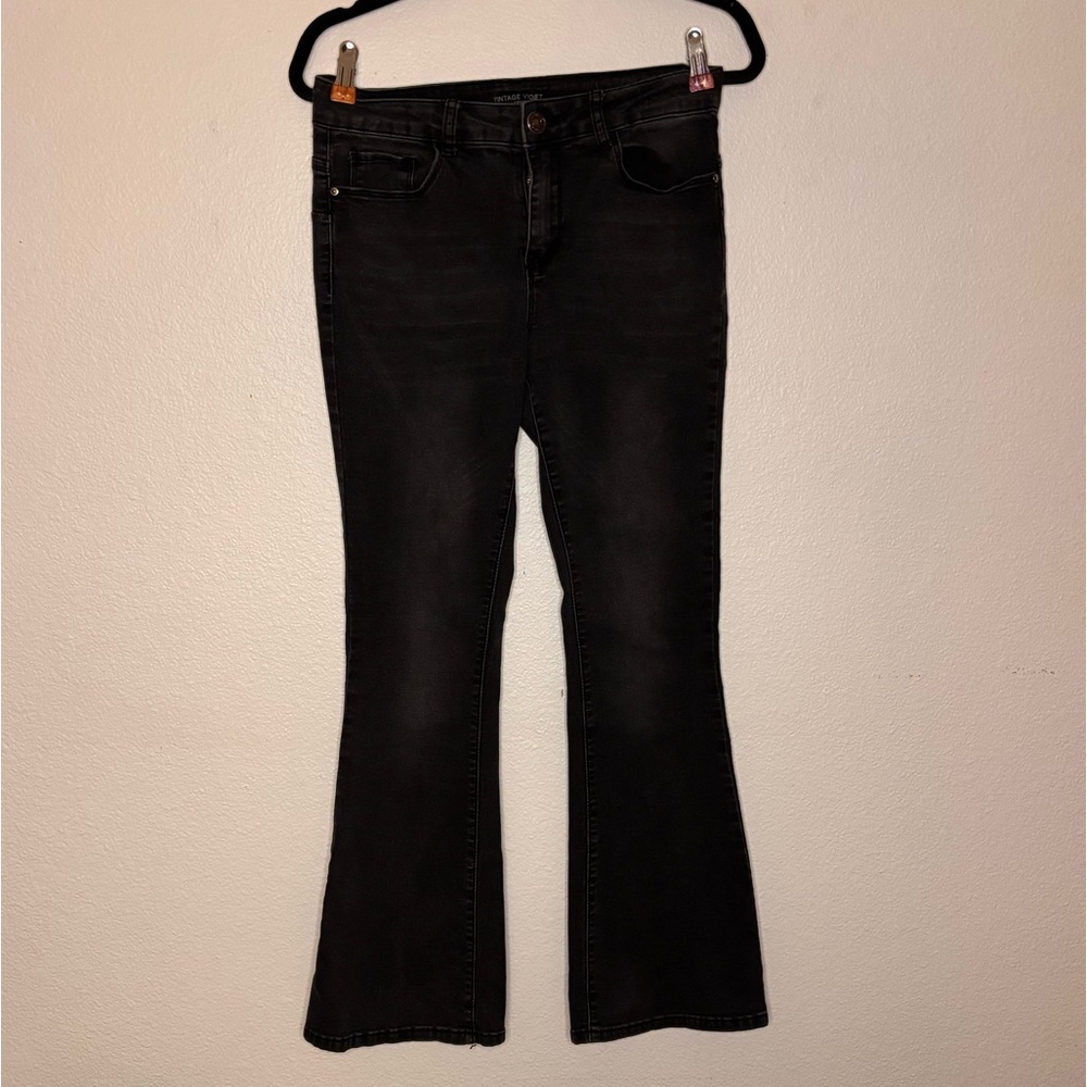 Vintage Violet Bootcut Jeans Women’s Black Denim Mid Rise Boutique Style